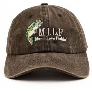 Unisex Black Man I Love Fish 100% Polyester Embroidered Adjustable Classic Cap